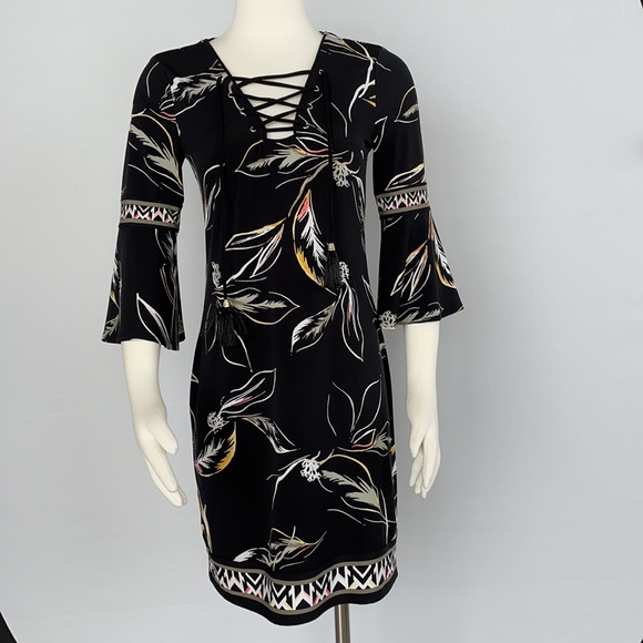 WHBM 3/4 Sleeve Floral Print Shift Dress  X Small - Picture 4 of 16